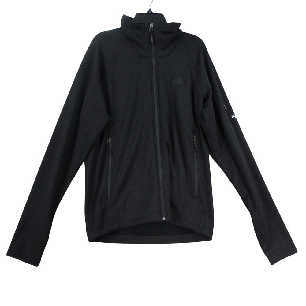 The North Face Mens Full Zip Fleece Jacket Black Textured‎ Athletic Fit XL